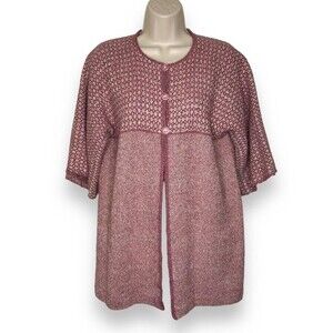 Handwoven By Harvey Fiber Art Three Button Cardigan Jacket Pink Cream Women Sm